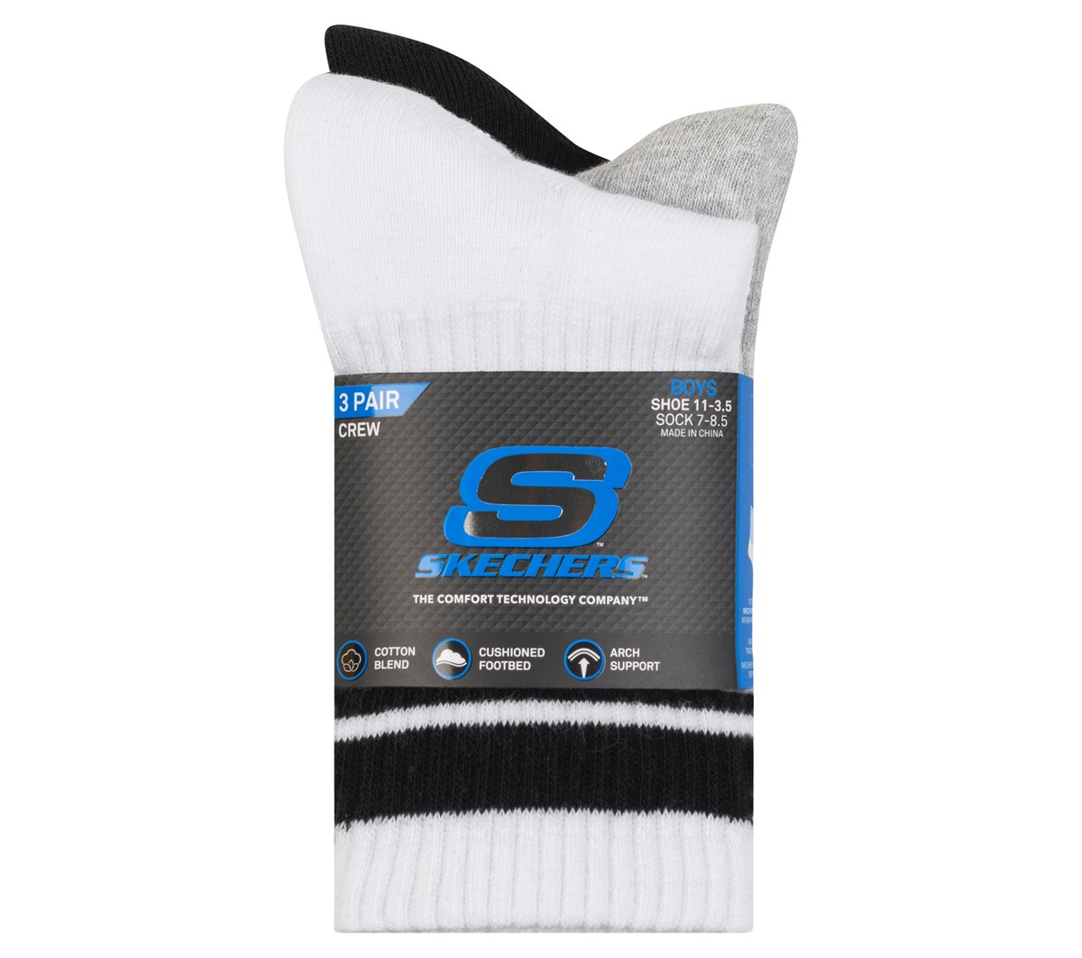 Skechers 3 Pack Boys' Crew Socks