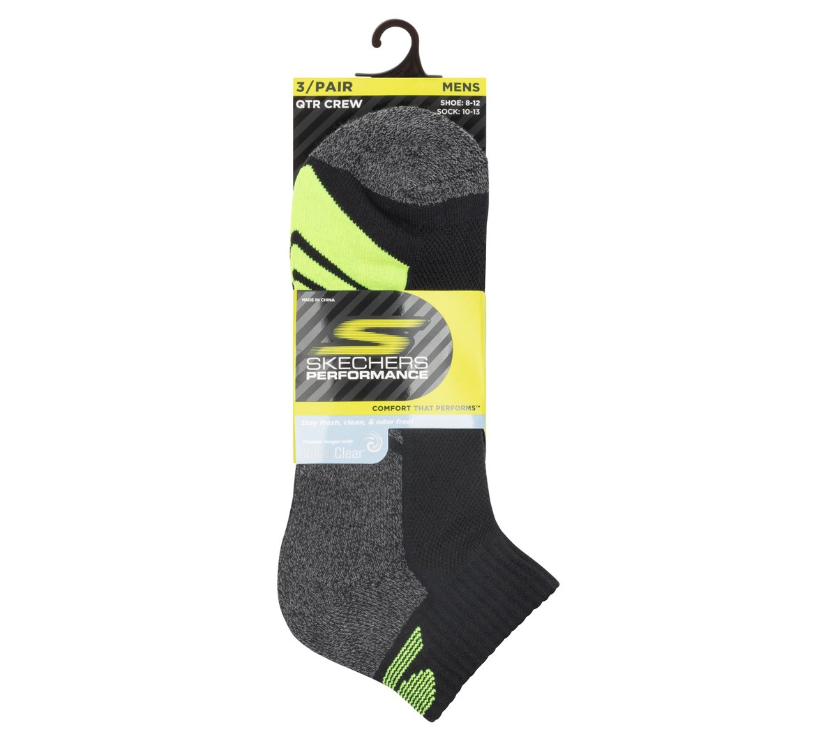 Skechers 3 Pack Men's Half Terry Quarter Crew Socks